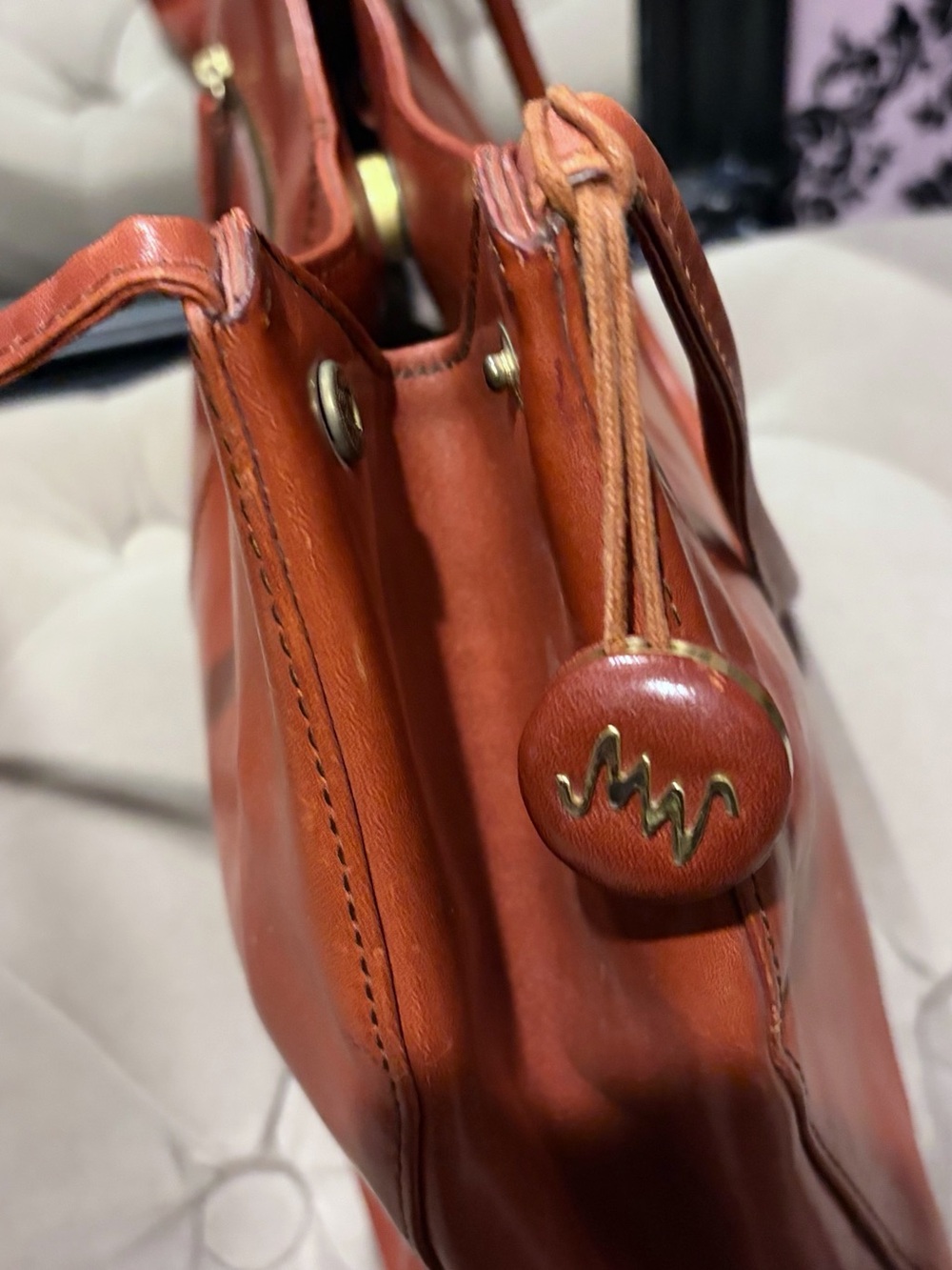 Vintage Monsac Whiskey Leather Baguette Shoulder Bag - Picture 8 of 8